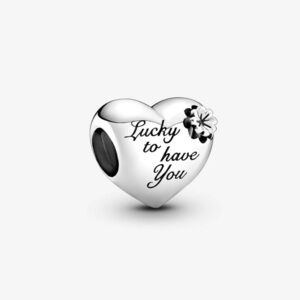 Pandora Heart & Clover Flower Lucky To Have You Mom Family Love Bead Charm